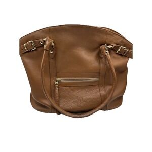 American Factory Brown Leather Satchel Tote Work Travel Bag 12x14